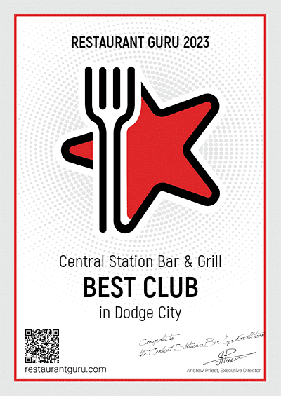 Restaurant Guru 2023 Best Club award for Central Station Bar & Grill.